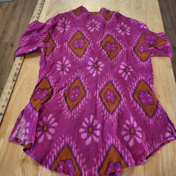 Bitte Kai Rand Batik Dyed Pink Double Breasted Button Blouse 18" Pit 2 PIT Small - Picture 11 of 12